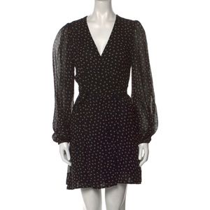 GANNI black and brown polka dot wrap dress